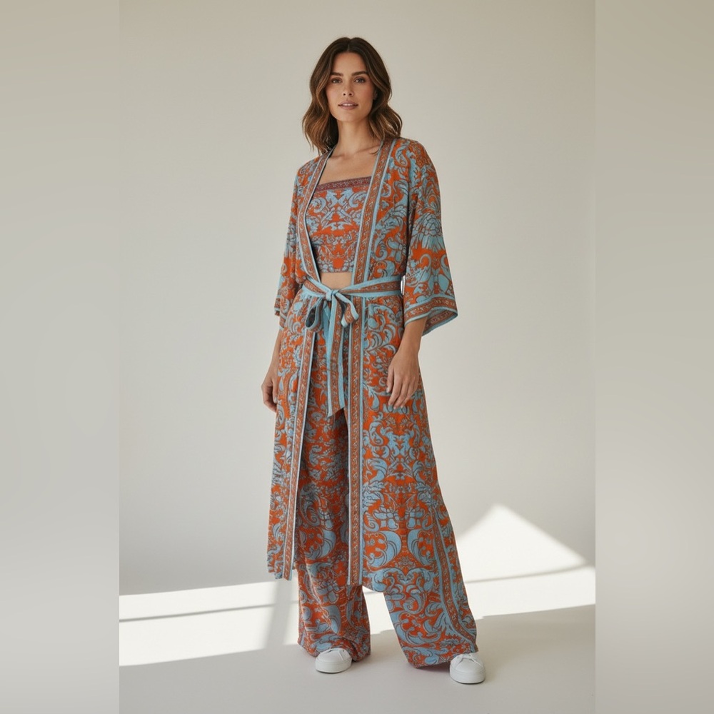 Alice + Olivia Orange and Blue Textured Garment